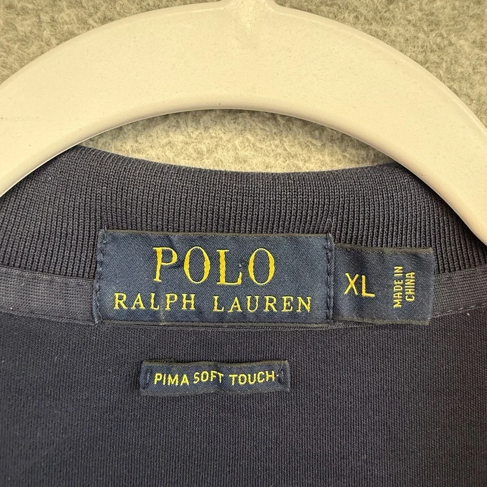 Polo Ralph Lauren Shirt Mens XL Navy Blue Flesh Pony Pima Soft‎ Touch Classic